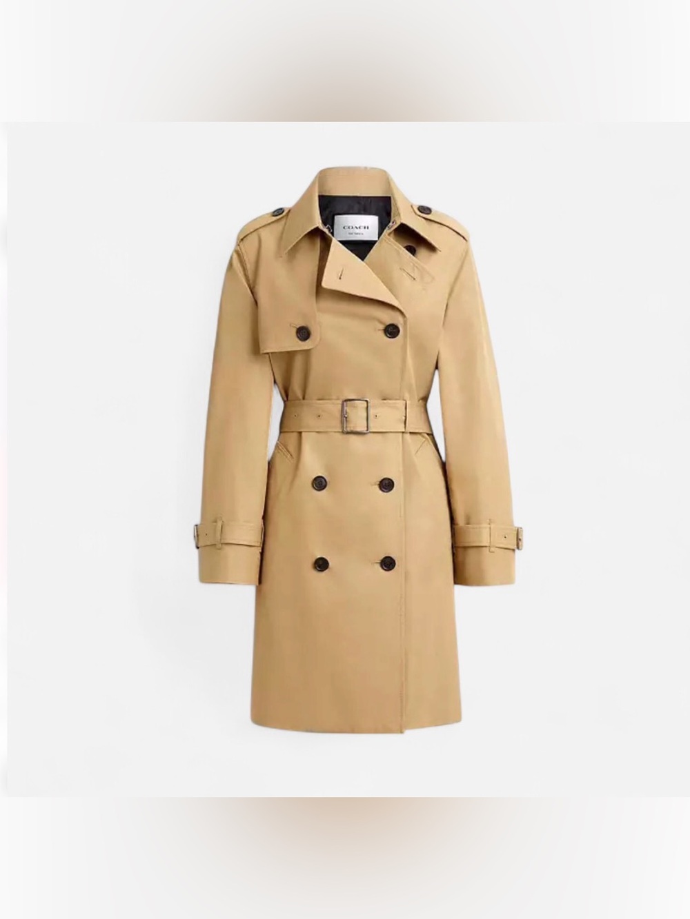 Like New Coach Mid Trench Coat, Khaki, Sz M